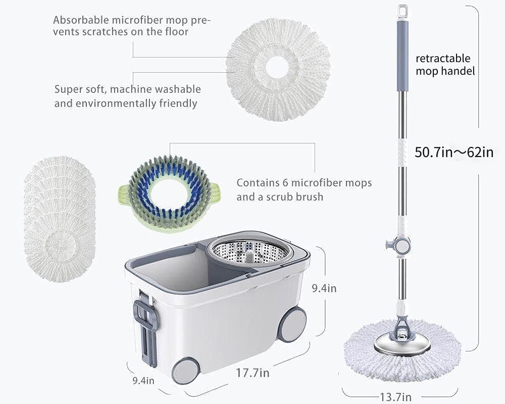 Ultimate 360° Spin Mop 🧽 | Stainless Steel with Microfiber Refills for Deep Cleaning Power 🔥💧