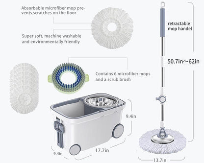 Ultimate 360° Spin Mop 🧽 | Stainless Steel with Microfiber Refills for Deep Cleaning Power 🔥💧