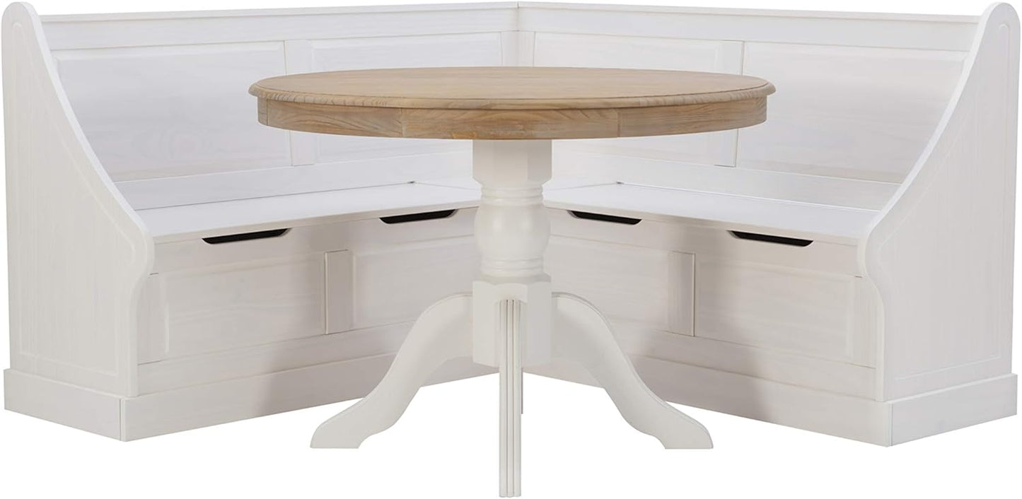 Cozy Corner Breakfast Table Set 🍽️ | Natural Wood Pedestal Design