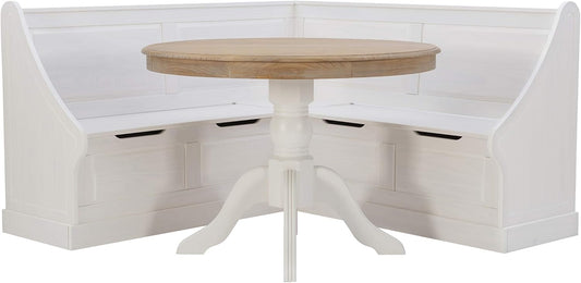 Cozy Corner Breakfast Table Set 🍽️ | Natural Wood Pedestal Design