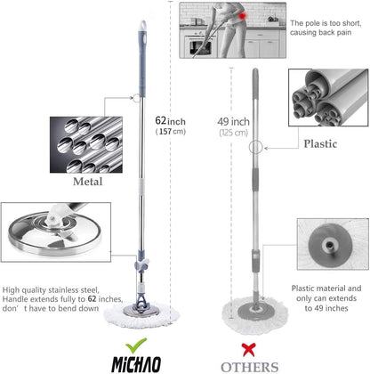Ultimate 360° Spin Mop 🧽 | Stainless Steel with Microfiber Refills for Deep Cleaning Power 🔥💧