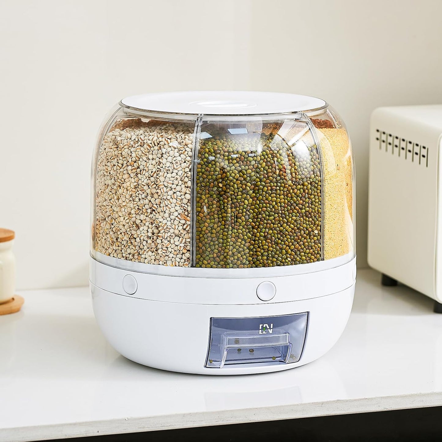 🌀 Keep Your Grains Neat & Tidy with This Rotating Dispenser! 🌾