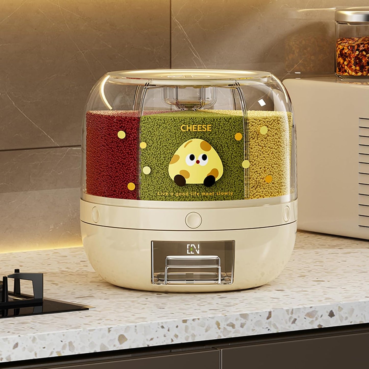 🌀 Keep Your Grains Neat & Tidy with This Rotating Dispenser! 🌾
