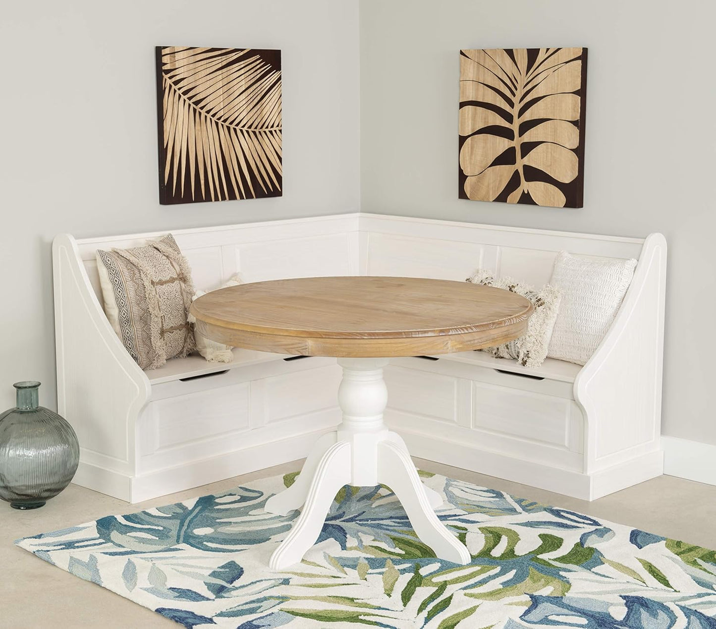 Cozy Corner Breakfast Table Set 🍽️ | Natural Wood Pedestal Design