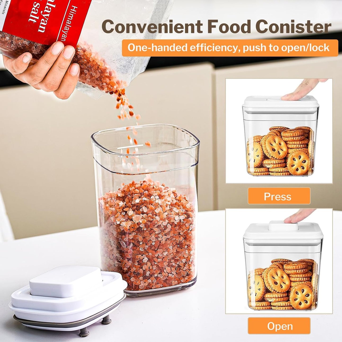 🍽️ One-Button Food Storage Containers – Easy Organization & Freshness! 🥄