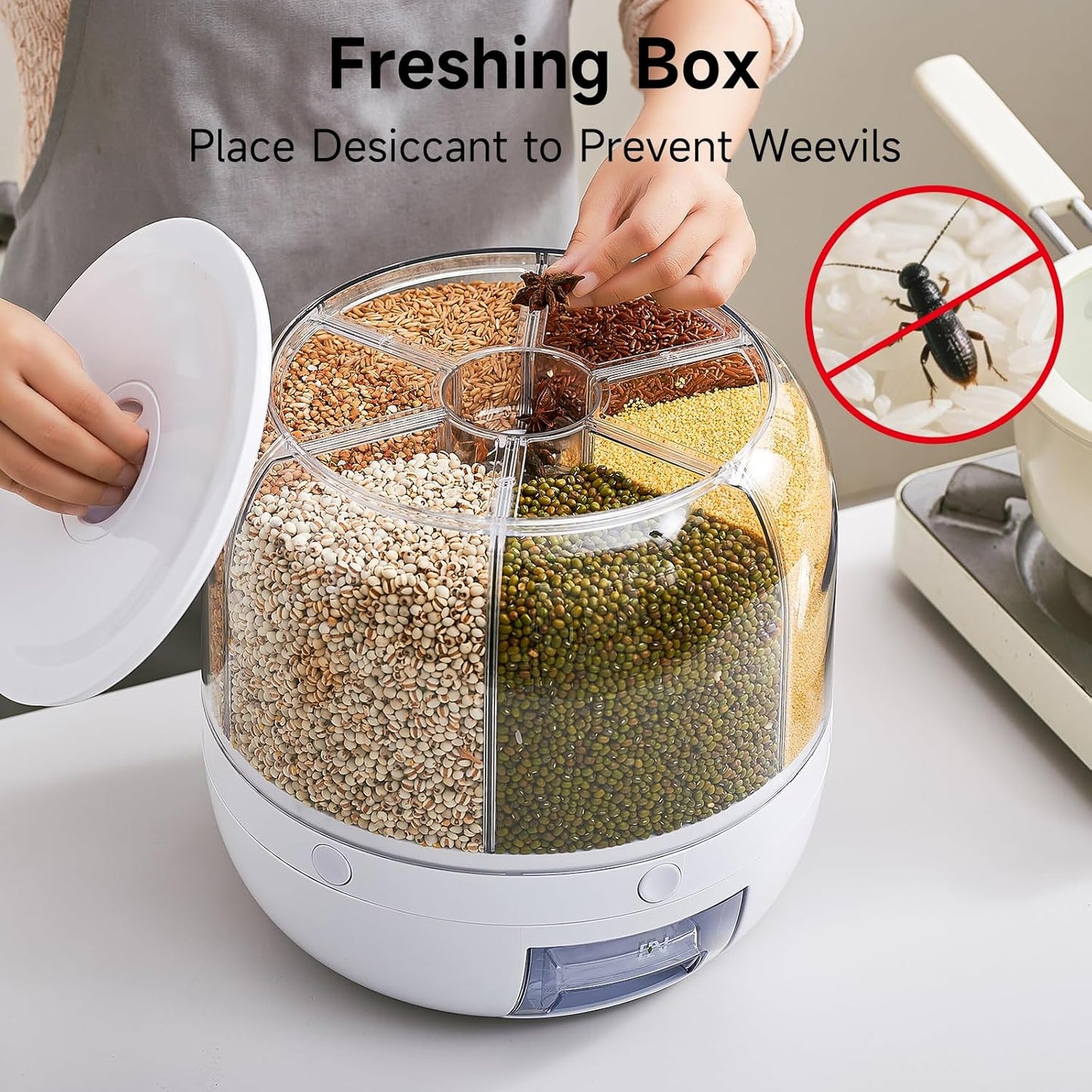 🌀 Keep Your Grains Neat & Tidy with This Rotating Dispenser! 🌾