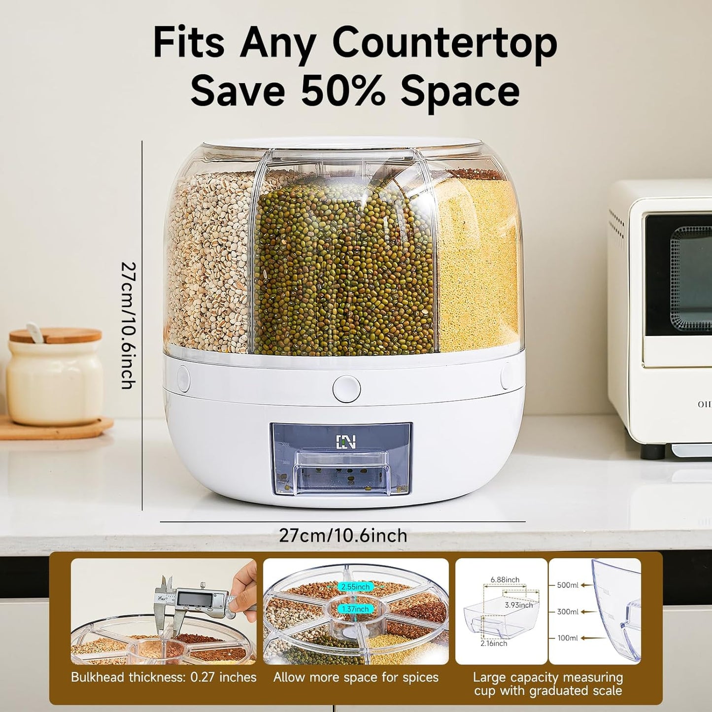 🌀 Keep Your Grains Neat & Tidy with This Rotating Dispenser! 🌾